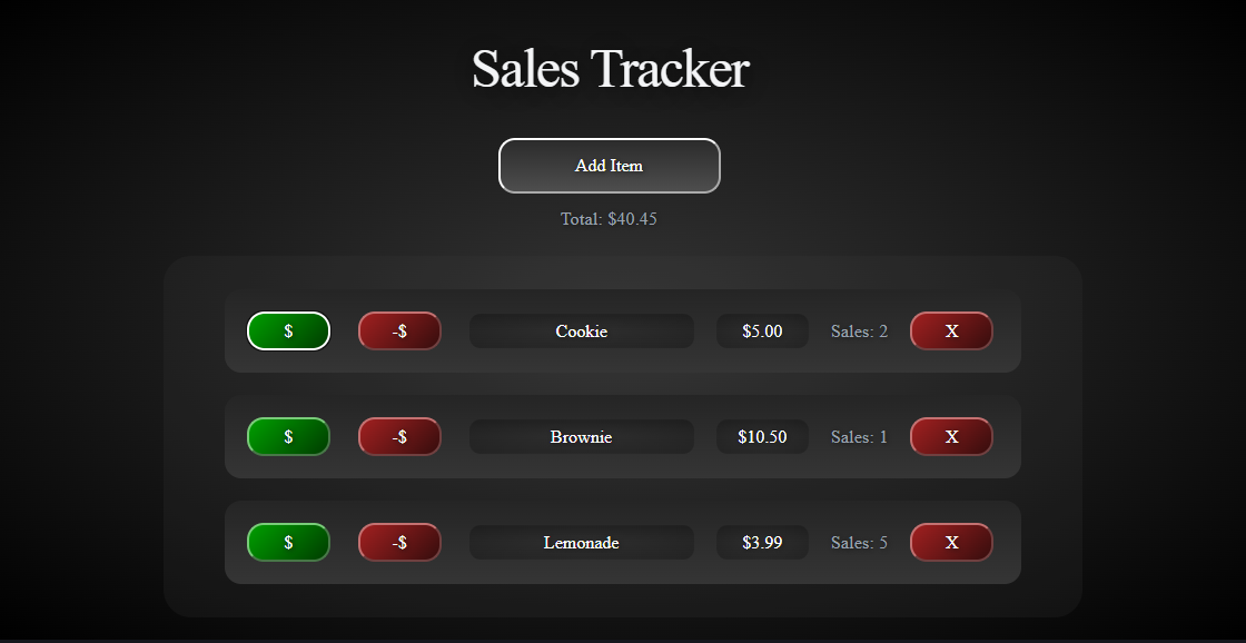 Sales Tracker Interface